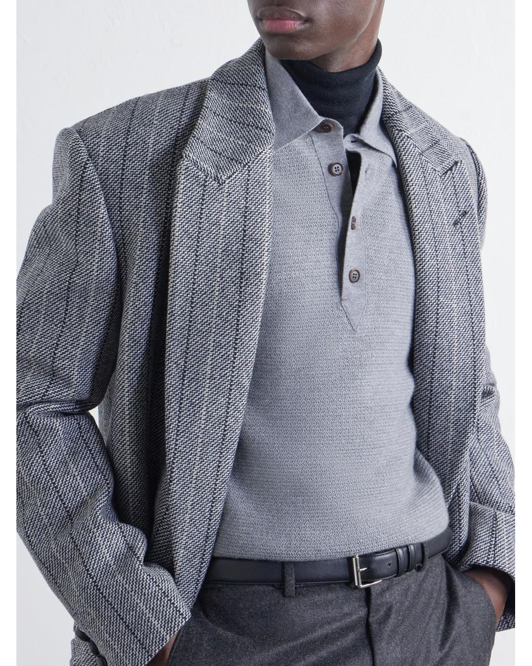 Zegna Blue Oasi Cashmere-Piqué Polo Shirt for men