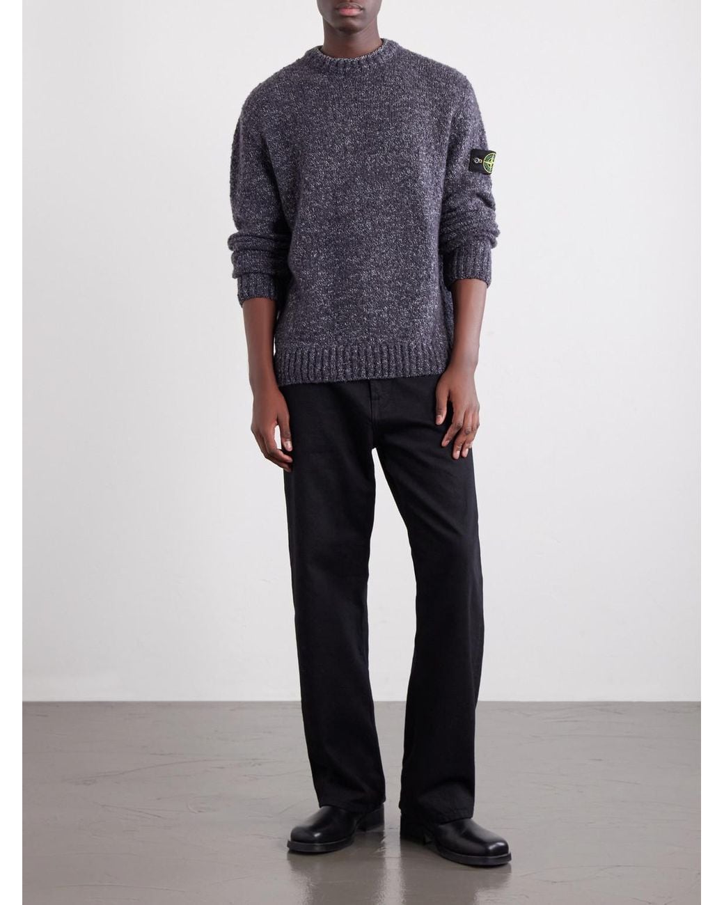 Stone Island Blue Virgin Wool-Nylon Sweater for men