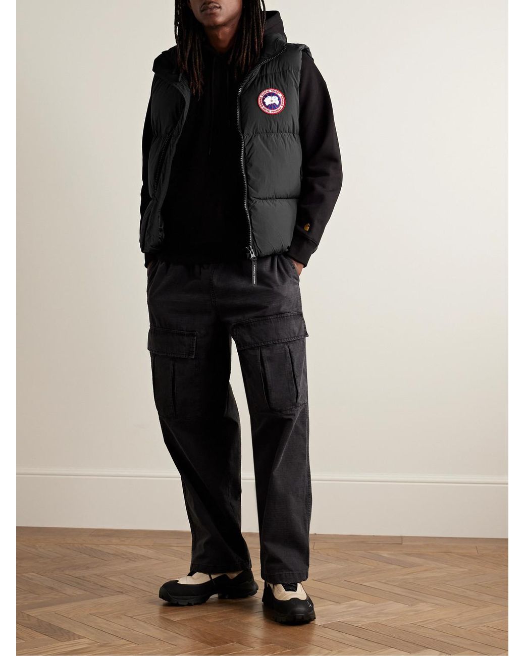 Canada Goose Black Lawrence Slim-Fit Logo-Appliquéd Quilted Enduraluxe Down Gilet for men