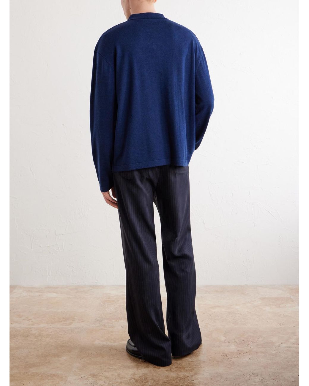 Officine Generale Blue Bay Merino Wool Polo Shirt for men