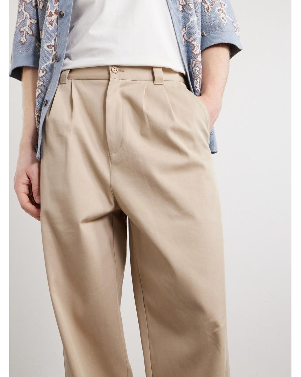 A.P.C. Natural Ricky Straight-Leg Pleated Organic Cotton Trousers for men