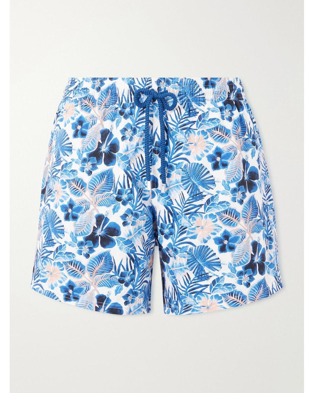 Vilebrequin Blue Moorise Straight-leg Mid-length Printed Recycled Swim Shorts for men