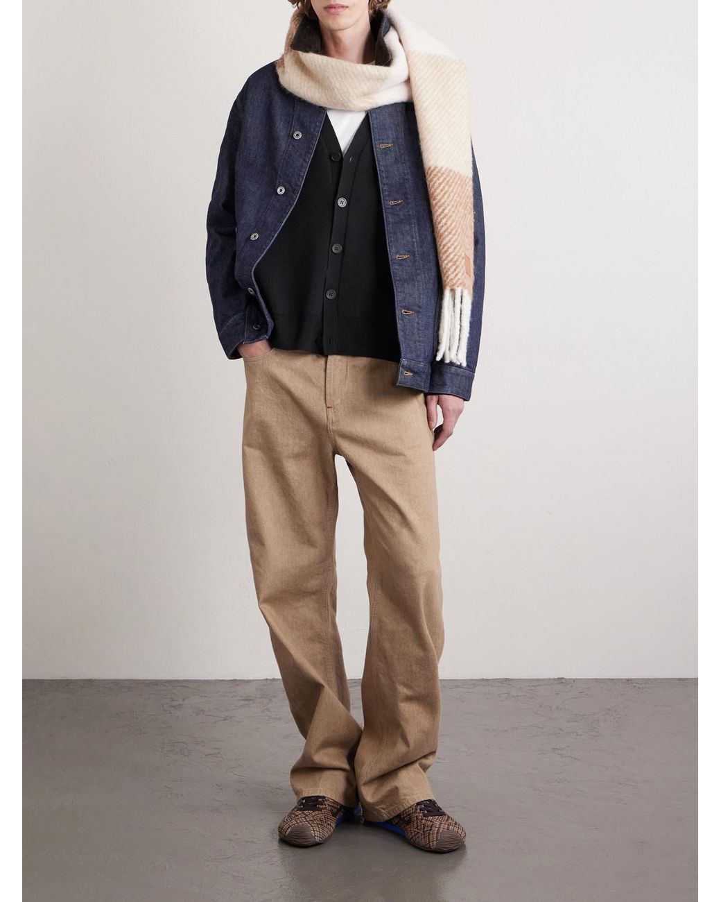 Loewe Black Anagram-Jacquard Wool-Blend Cardigan for men