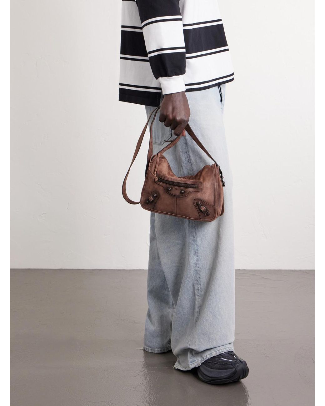 Balenciaga Brown Le City Flap Messenger Leather Bag for men