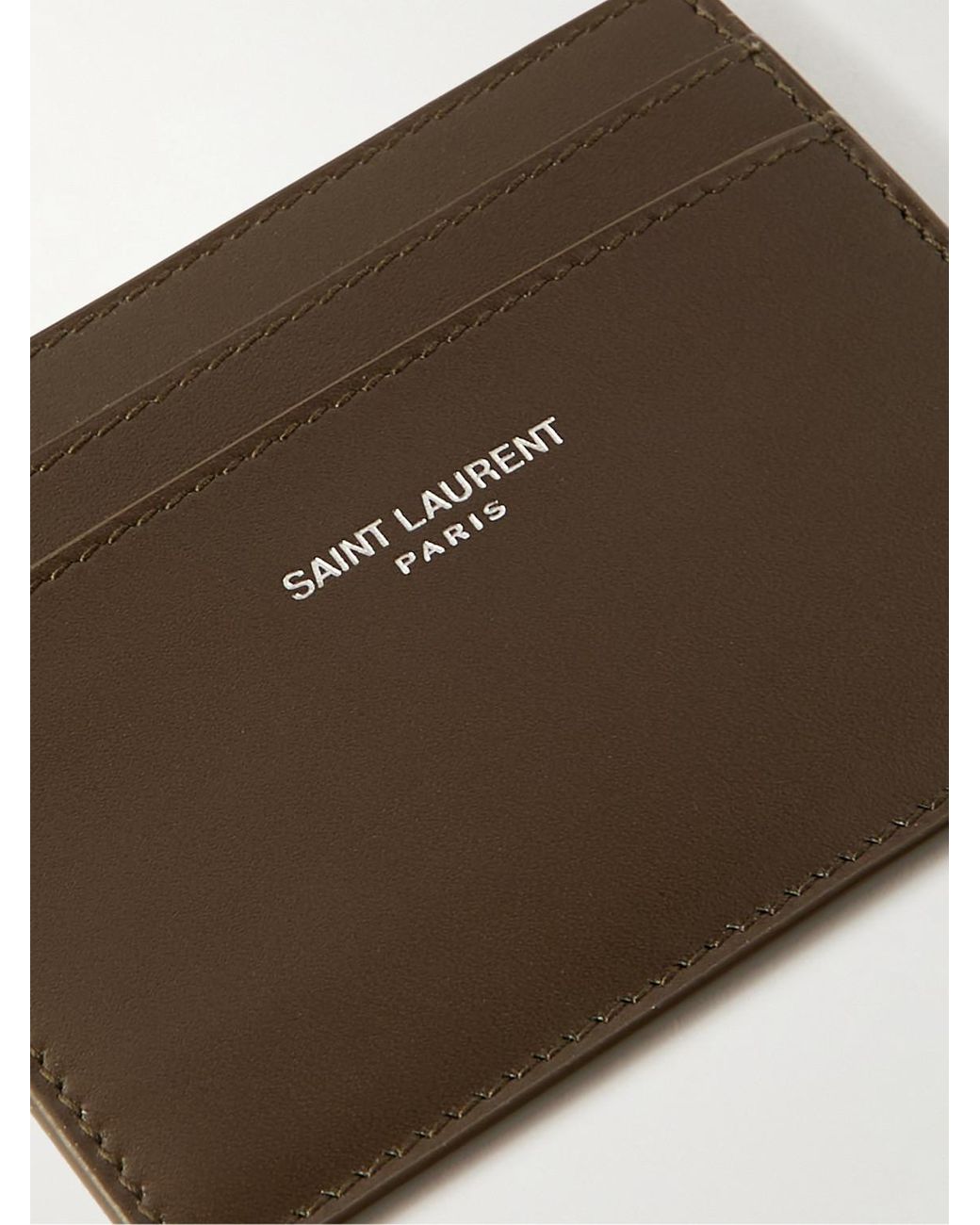 Saint Laurent Brown Logo-Print Leather Cardholder for men