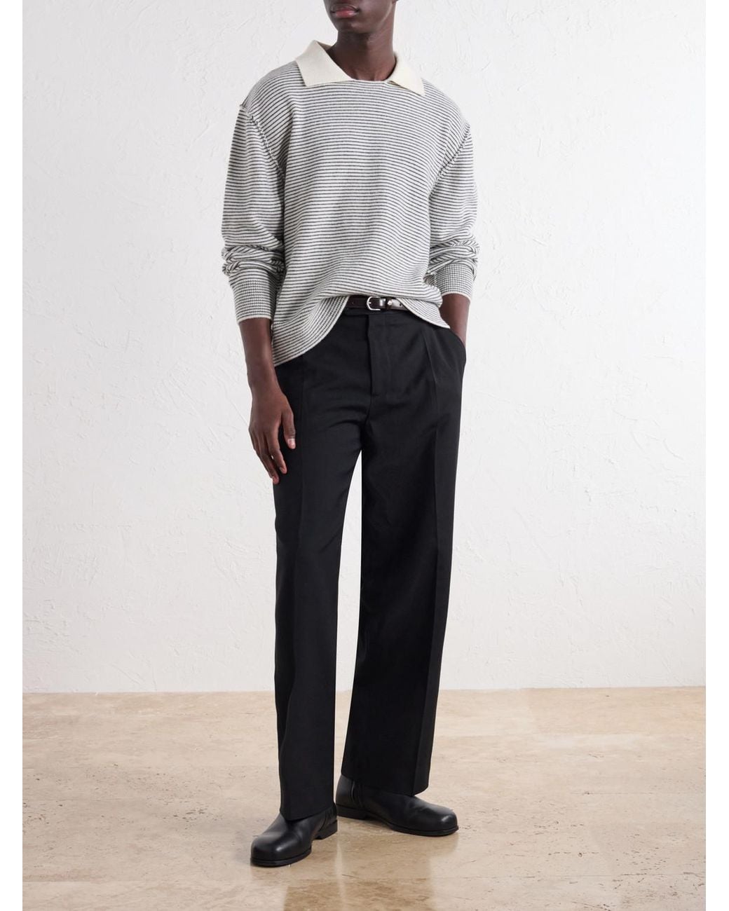 mfpen Blue Service Straight-Leg Cotton-Blend Hopsack Trousers for men