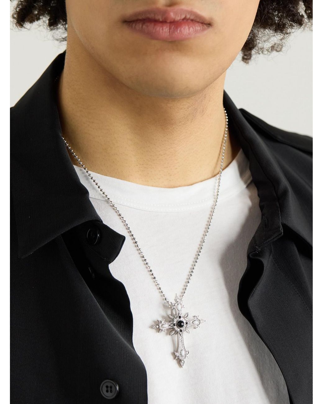 Alex Moss New York Black Heir Cross 14-Karat, Diamond And Onyx Pendant for men
