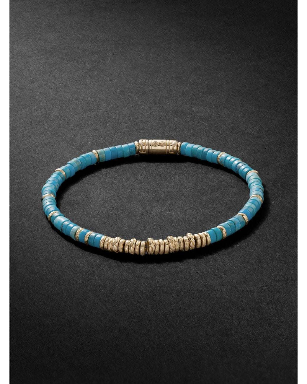 John Hardy Black Gold Turquoise Heishi Beaded Bracelet for men