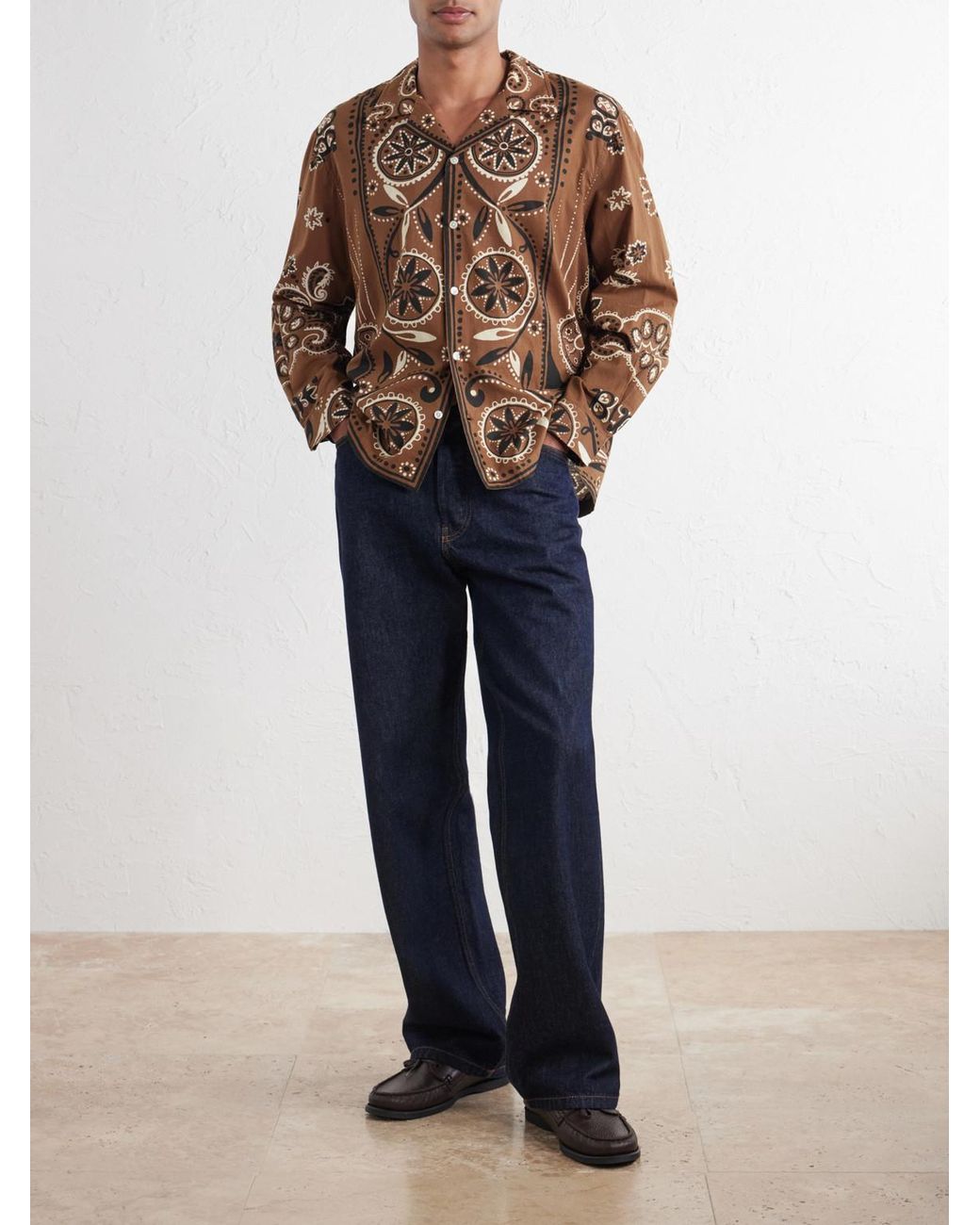 Bode Brown Bandana Printed Cotton Shirt for men