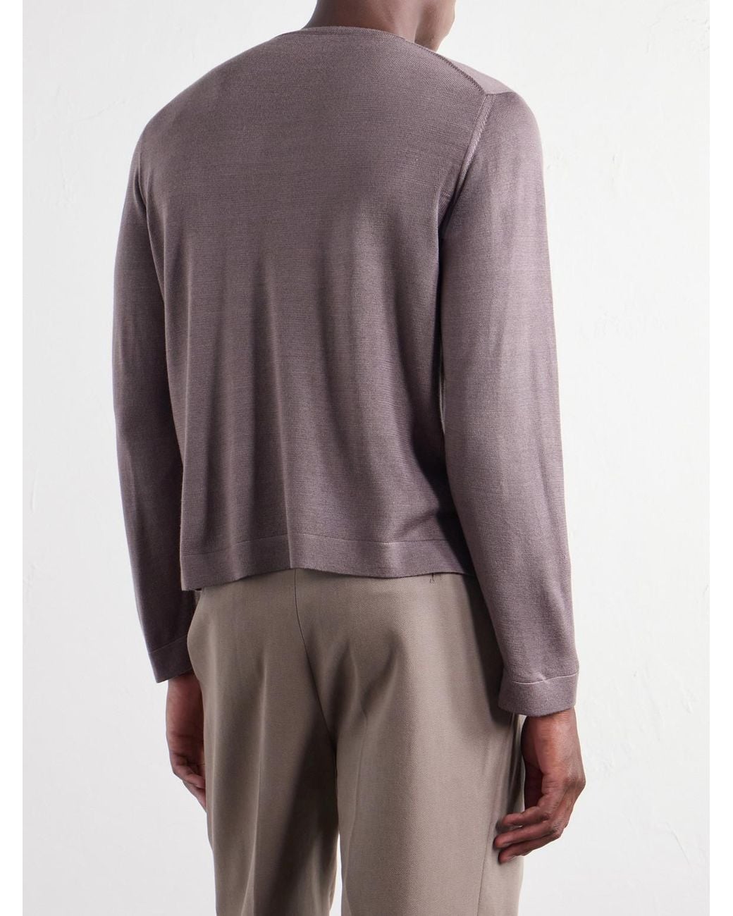 STÒFFA Brown Wool And Silk-Blend T-Shirt for men