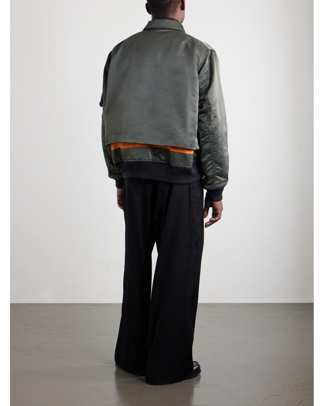 Sacai Gray Cotton-Blend Twill Blouson Jacket for men