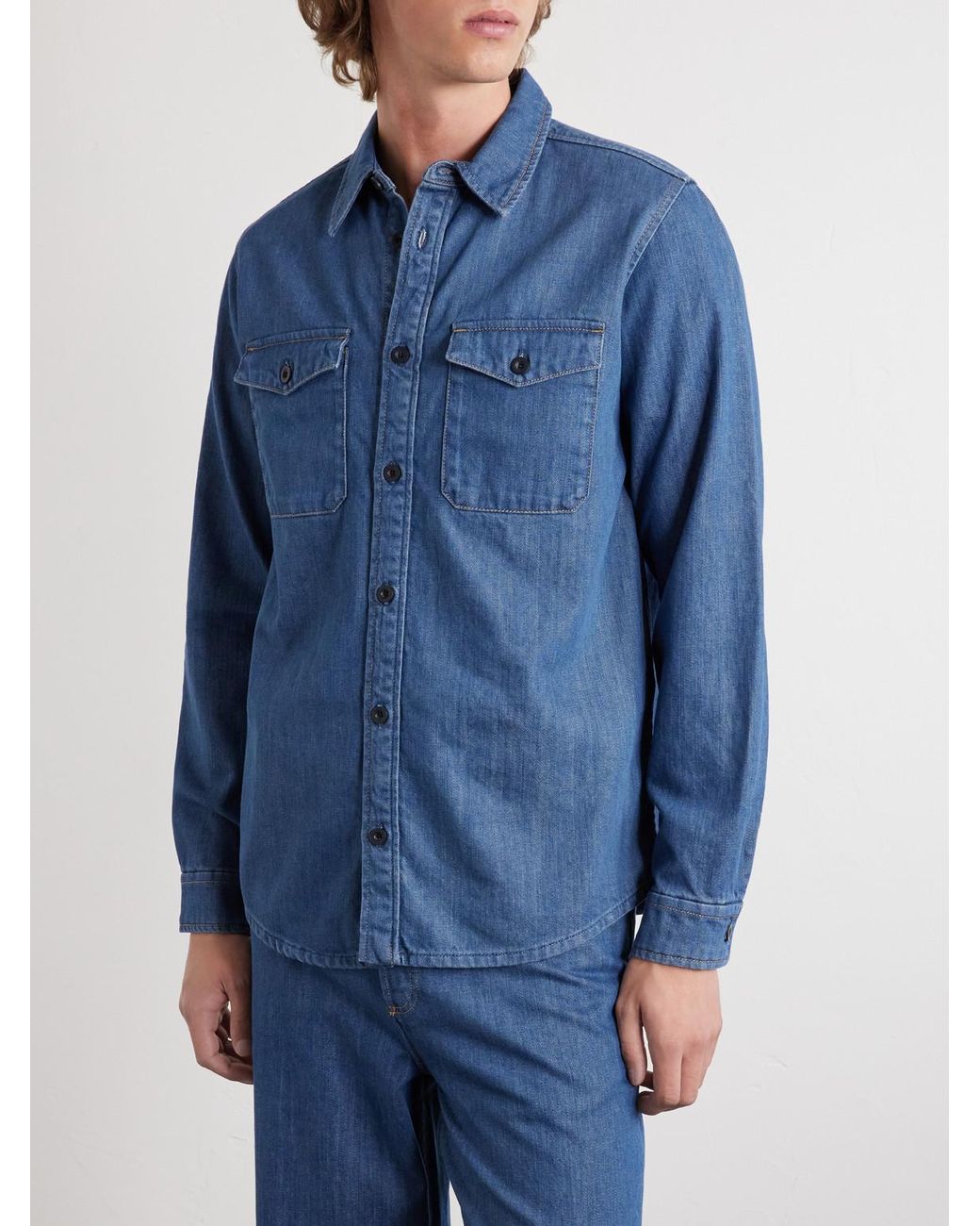 A.P.C. Blue Denim Shirt for men