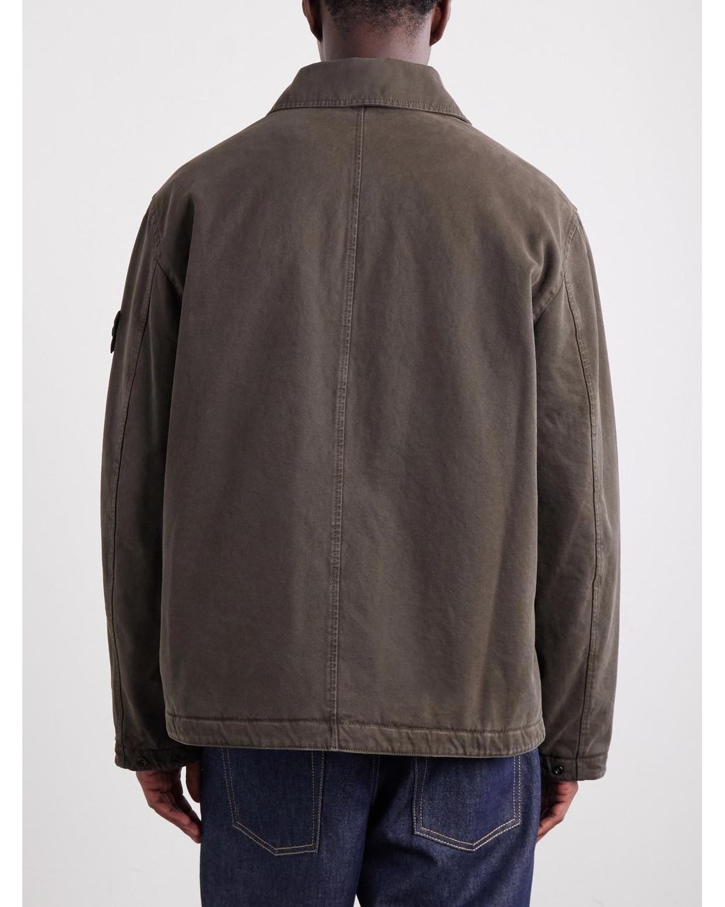Stone Island Gray Garment-Dyed Panama Cotton-Canvas Jacket for men