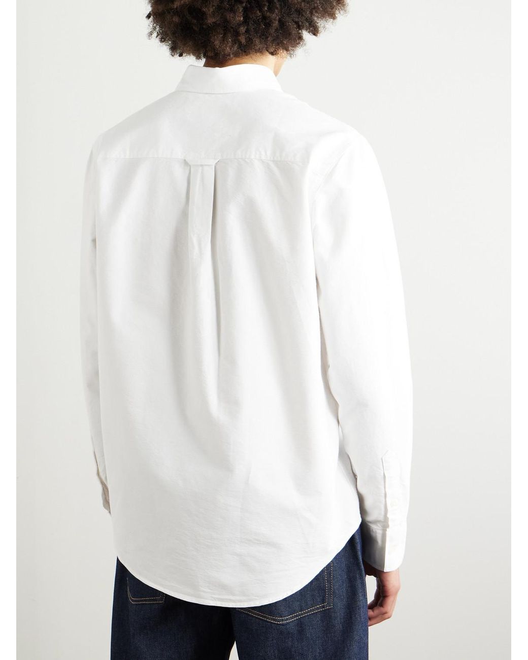 Colby 5910 Button-Down Collar Logo-Embroidered Organic Cotton Shirt di NN07 in White da Uomo