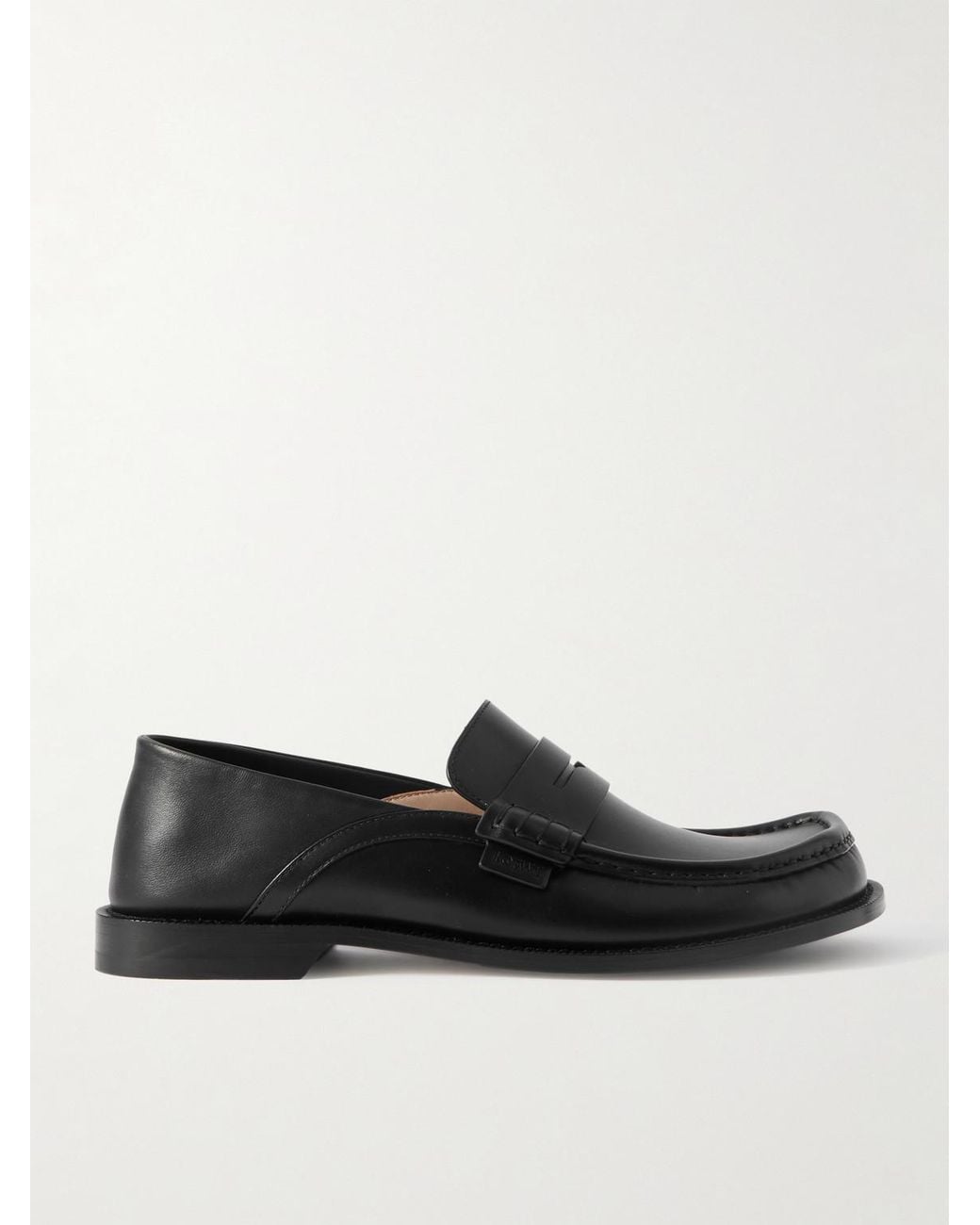 Loewe Black Campo Collapsible-Heel Leather Penny Loafers for men