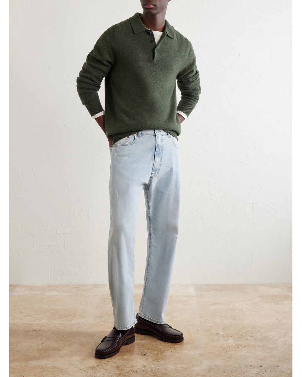 Ghiaia Blue Straight-Leg Distressed Jeans for men