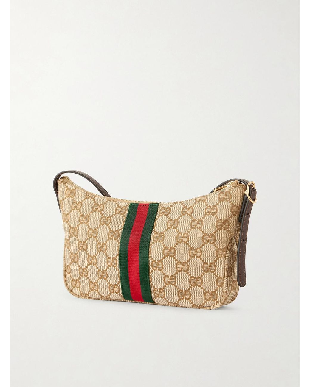 Gucci Natural Lunetta Leather-Trimmed Canvas-Jacquard Shoulder Bag for men
