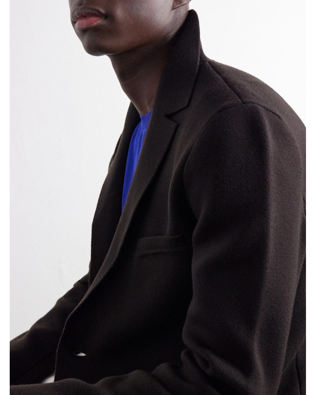 Tom Ford Black Knitted Wool-Blend Blazer for men