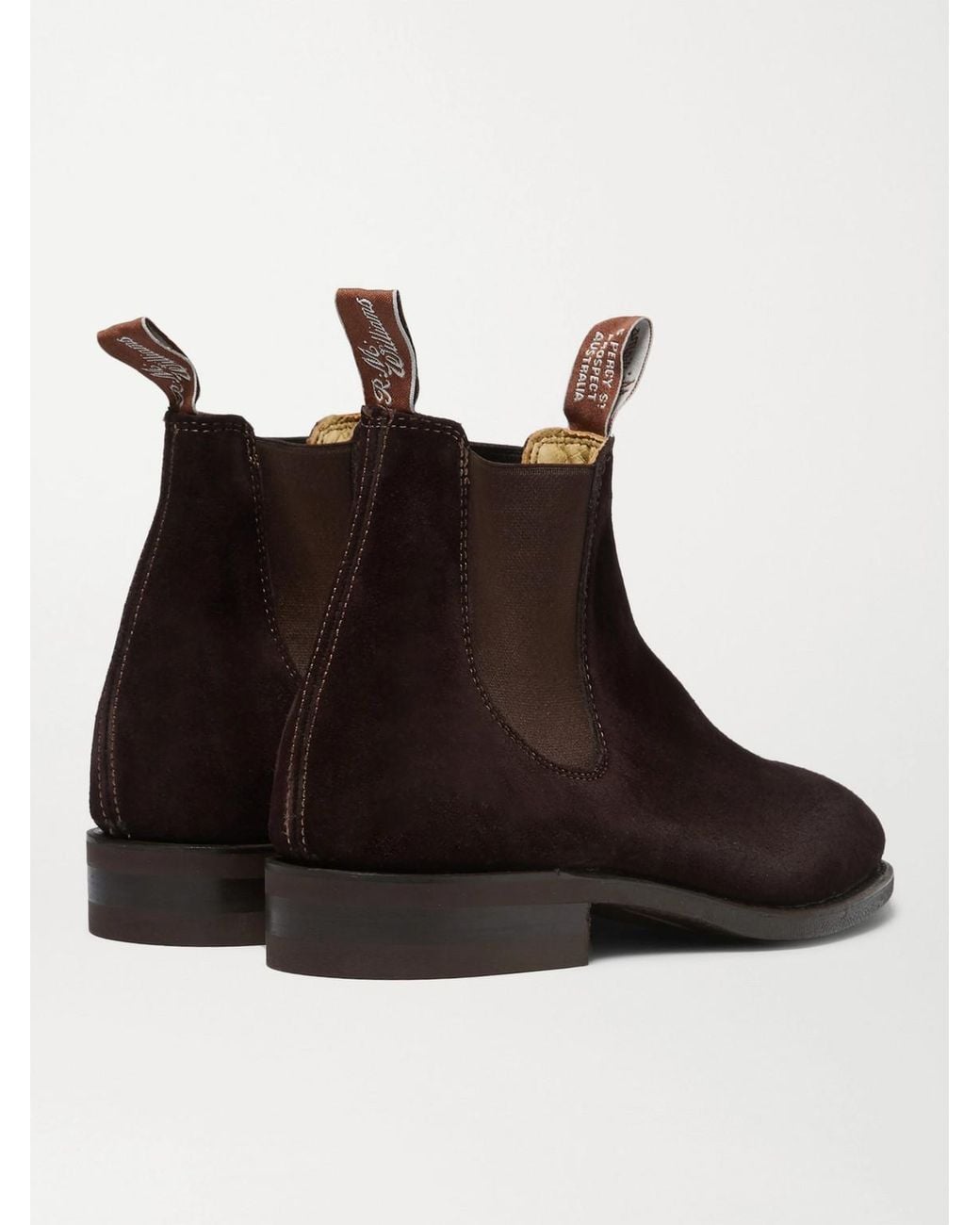 R.M.Williams Brown Comfort Craftsman Suede Chelsea Boots for men