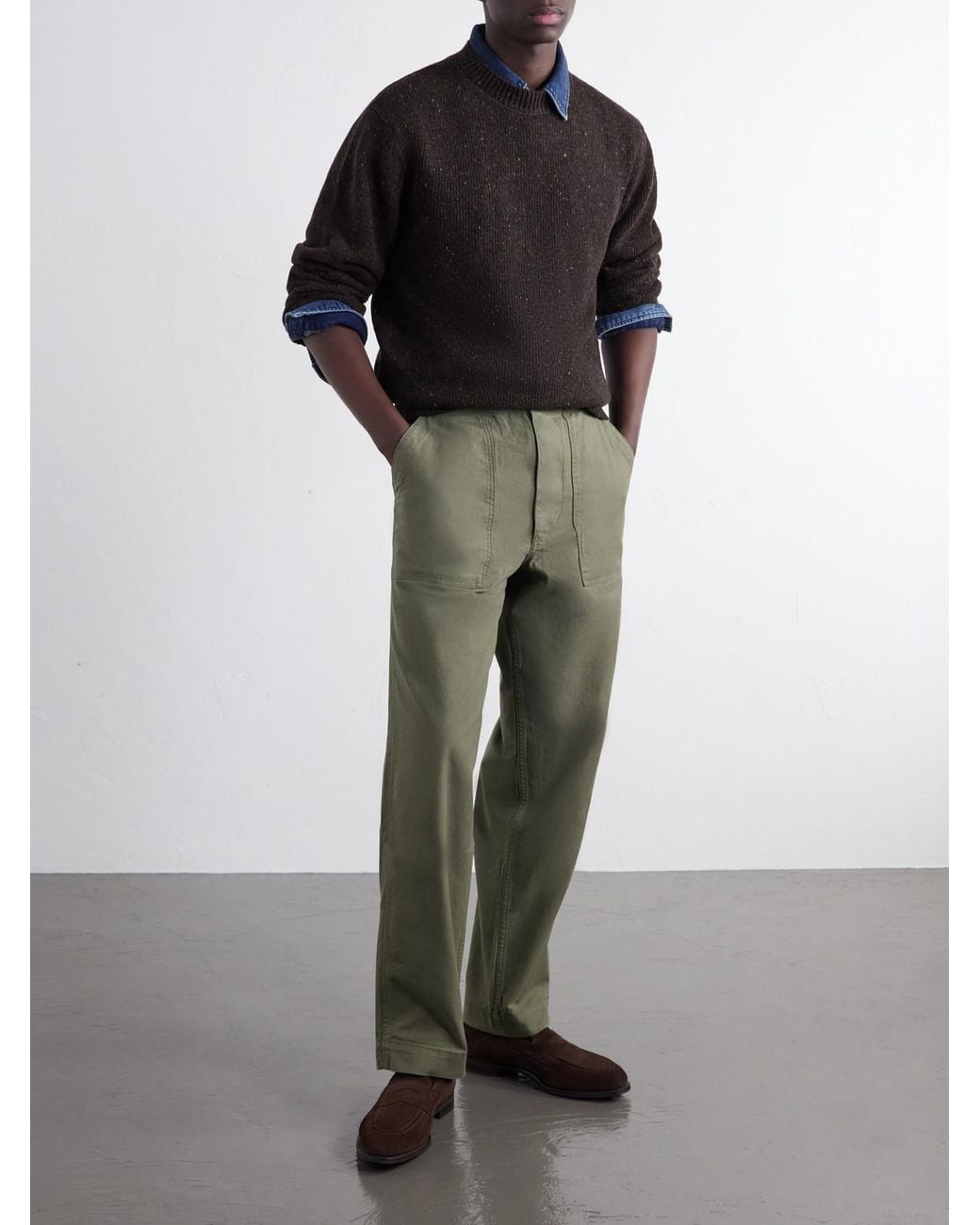 Drake's Black Donegal Mélange Wool, Cashmere And Silk-Blend Sweater for men