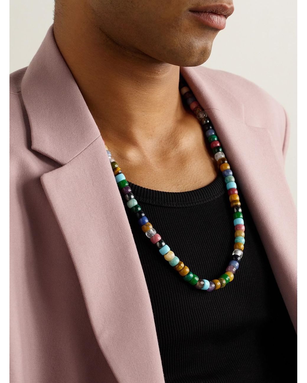 Carolina Bucci Black Moonbow 18-karat Gold Multi-stone Beaded Necklace for men
