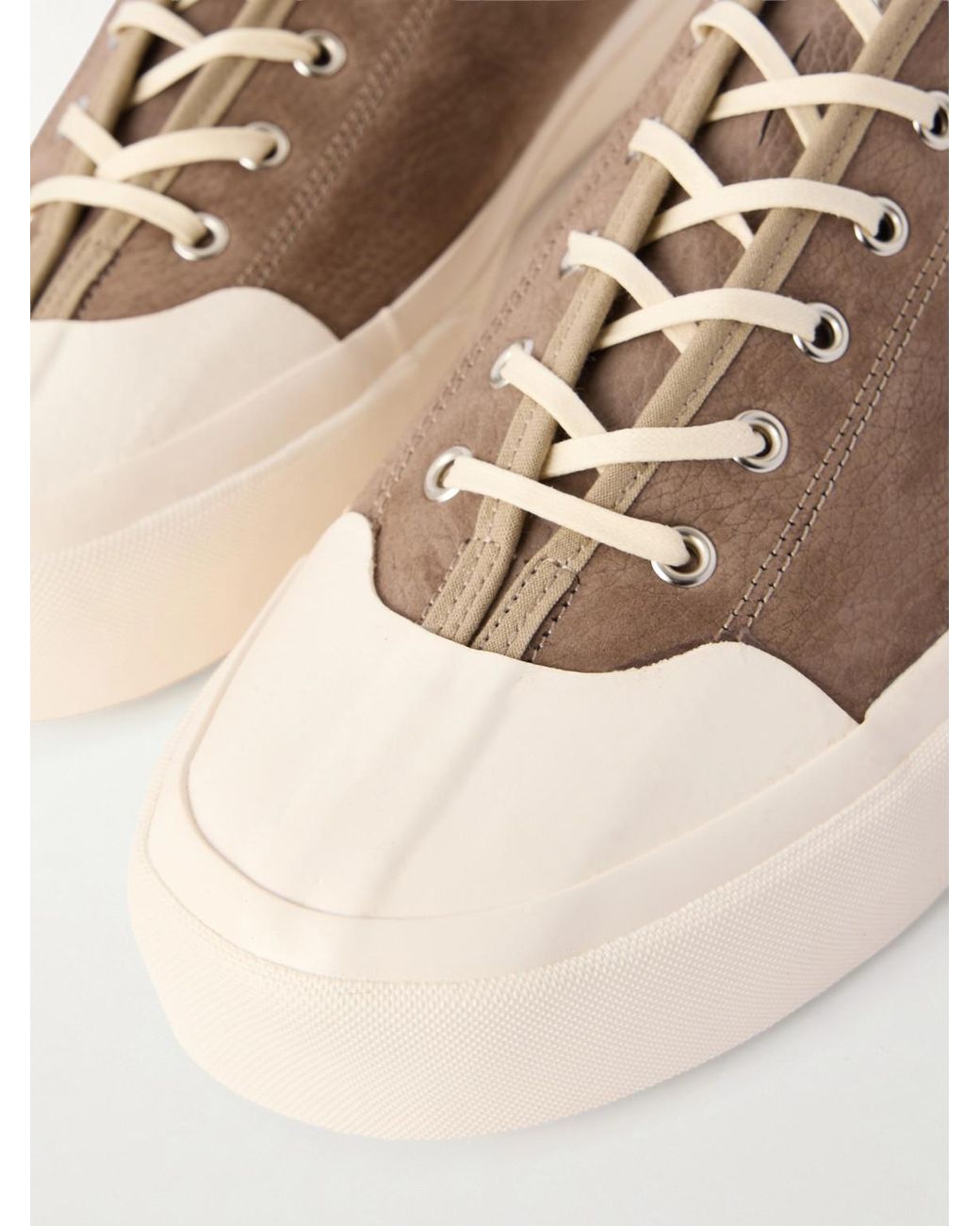 Morjas Natural Plimsoll Rubber-Trimmed Leather Sneakers for men