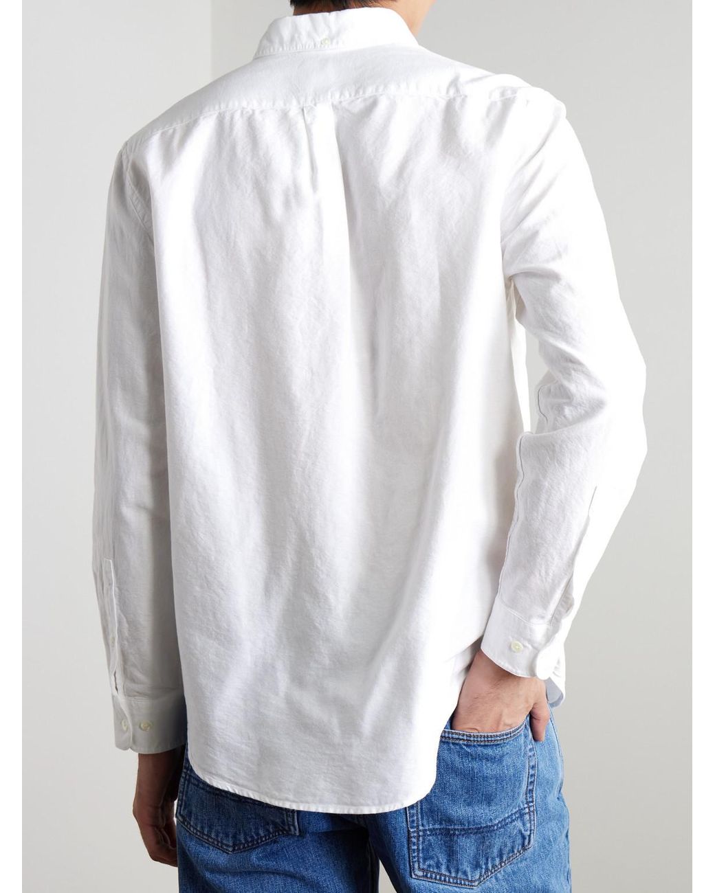 Portuguese Flannel White Belavista Button-down Collar Cotton Shirt for men