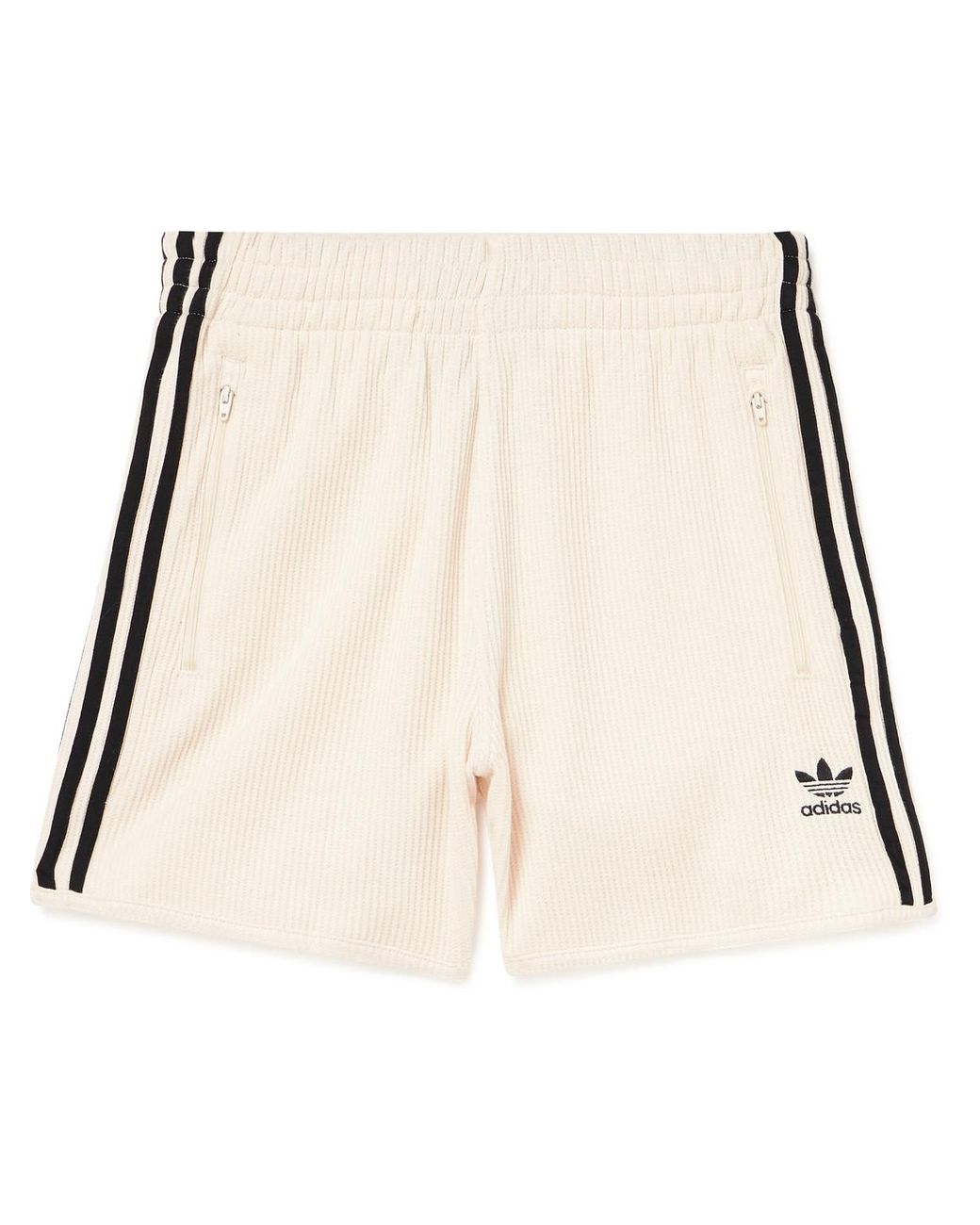 adidas Originals Straight-leg Striped Ribbed Cotton-jersey Drawstring Shorts  in Natural for Men | Lyst