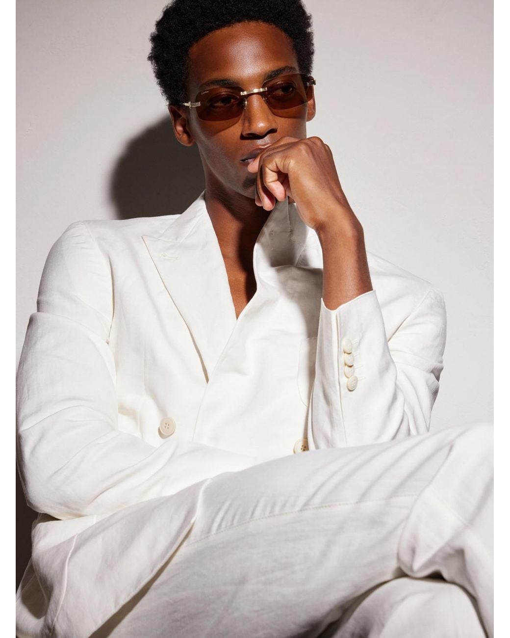 Cartier Natural Première De Cartier Rimless Square-Frame-Tone Metal Sunglasses for men