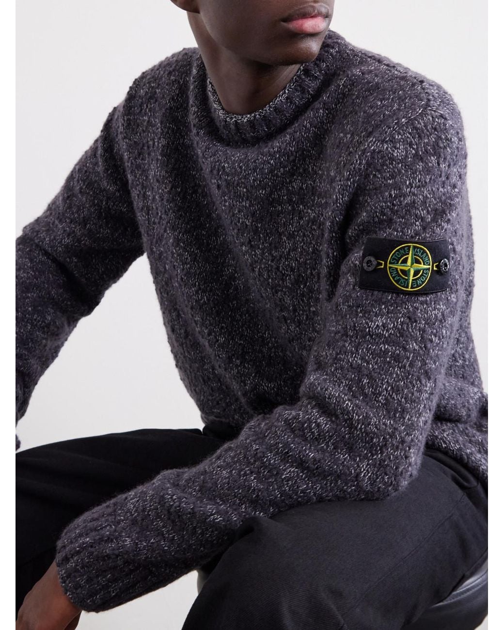 Stone Island Blue Virgin Wool-Nylon Sweater for men