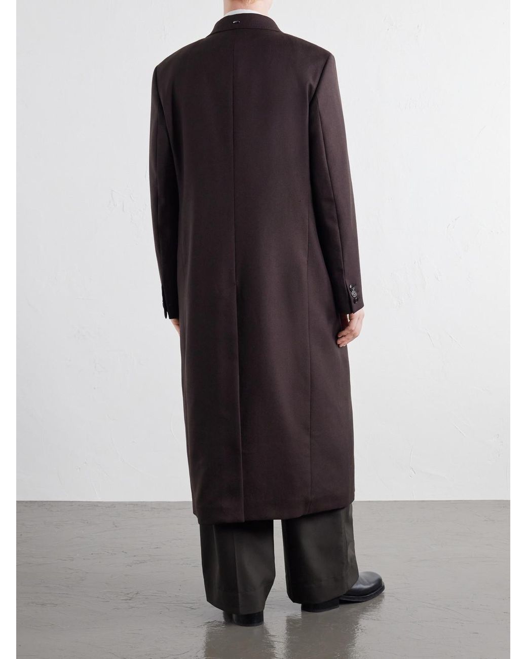 Our Legacy Black Extended Whale Double-Breasted Virgin Wool-Twill Coat for men