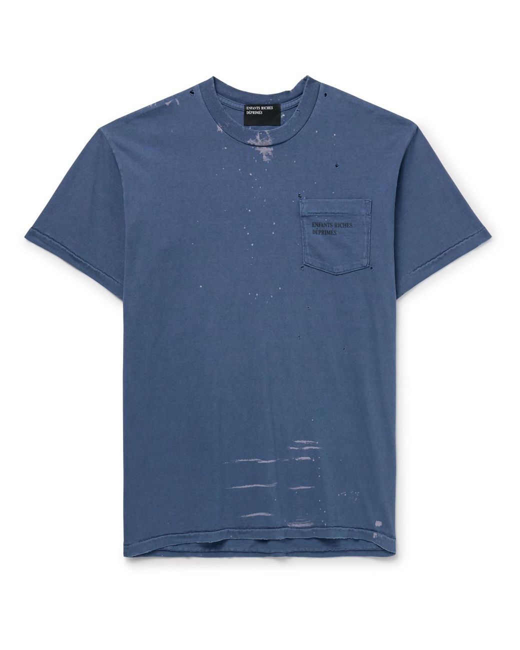 Tシャツ・カットソー ENFANTS RICHES DEPRIMES BLUE VINTAGE-EFFECT T-SHIRT Enfants Riches Deprimes Faded Navy & White Classic Logo T