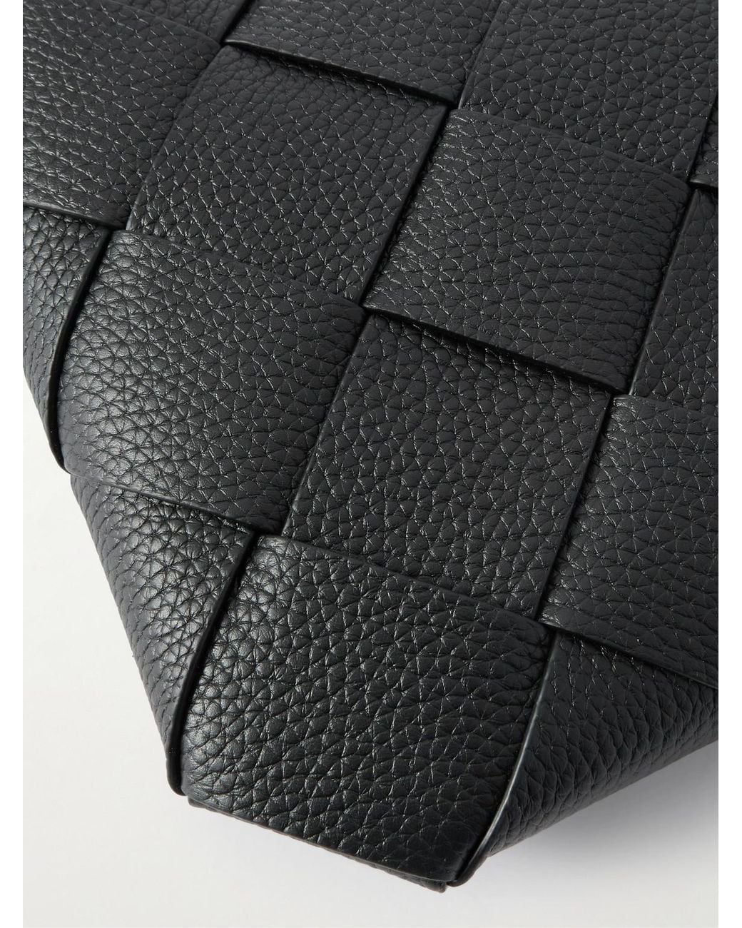 Bottega Veneta Black Diago Intrecciato Full-Grain Leather Pouch for men