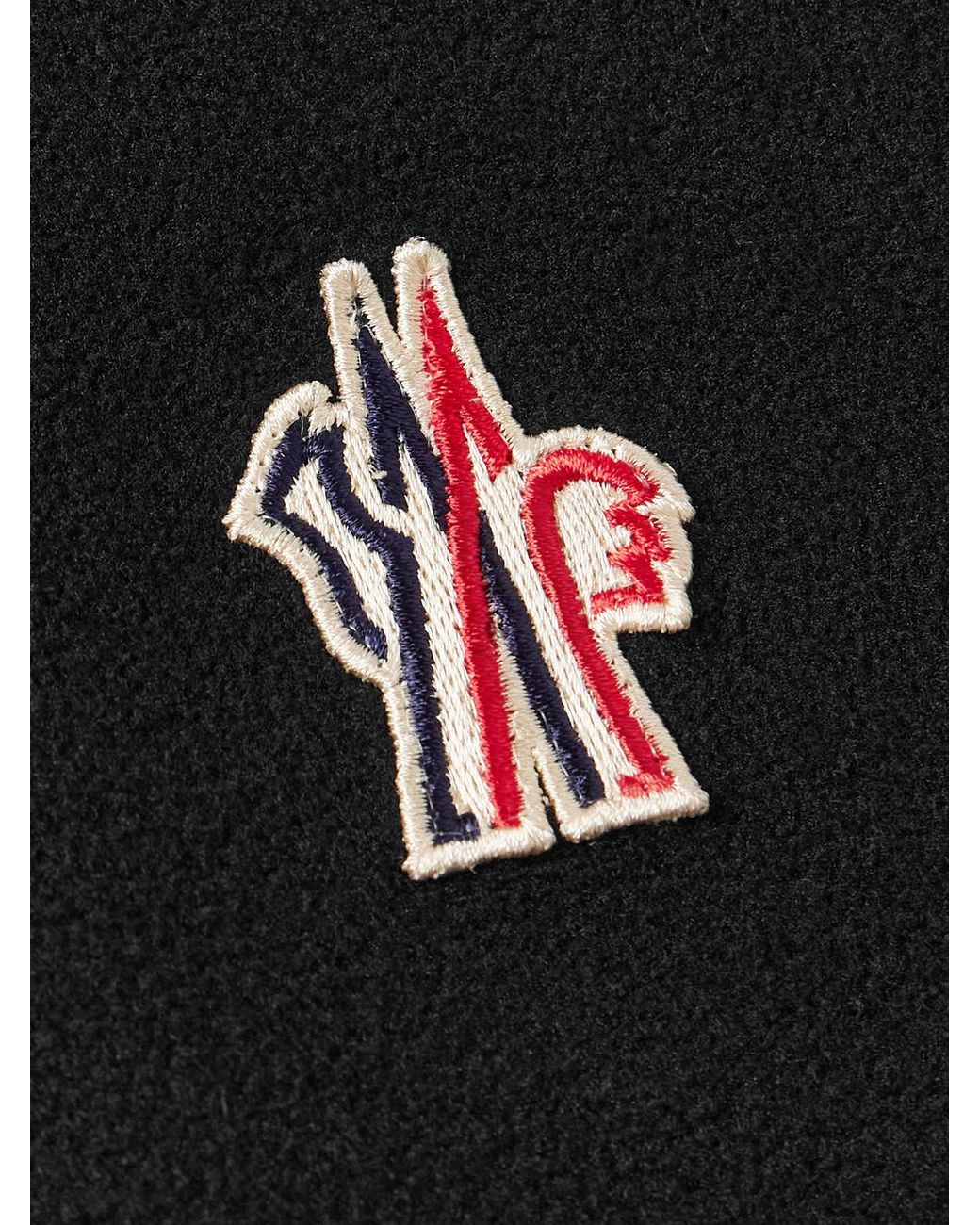 Moncler Black Logo-Appliquéd Shell-Trimmed Fleece Jacket for men