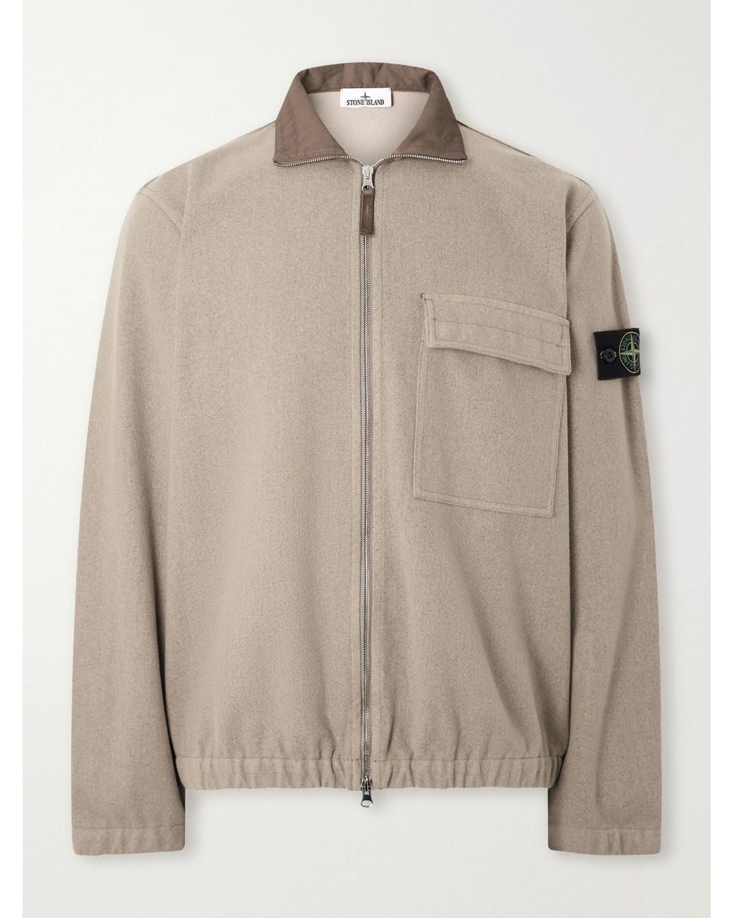 Stone Island Natural Garment-Dyed Wool Nylon Flannel-Tc Overshirt for men