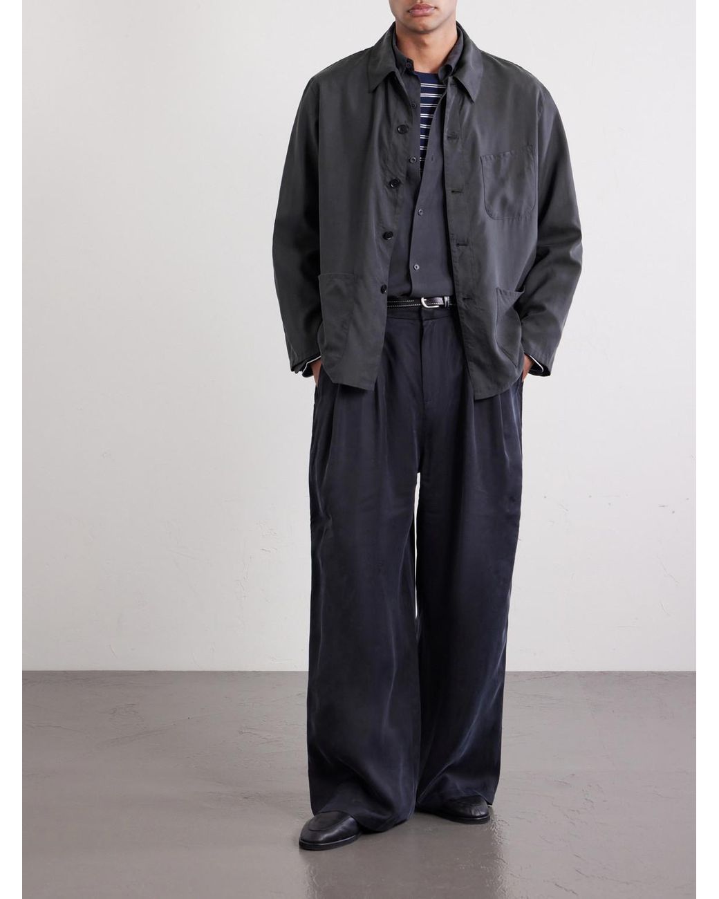 Kaptain Sunshine Blue Silk-gabardine Blouson Jacket for men