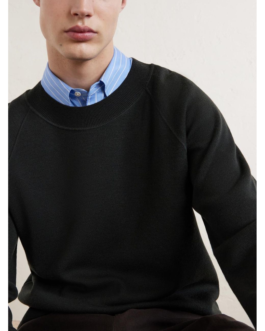 Margaret Howell Black Mhl. Merino Wool Sweatshirt for men