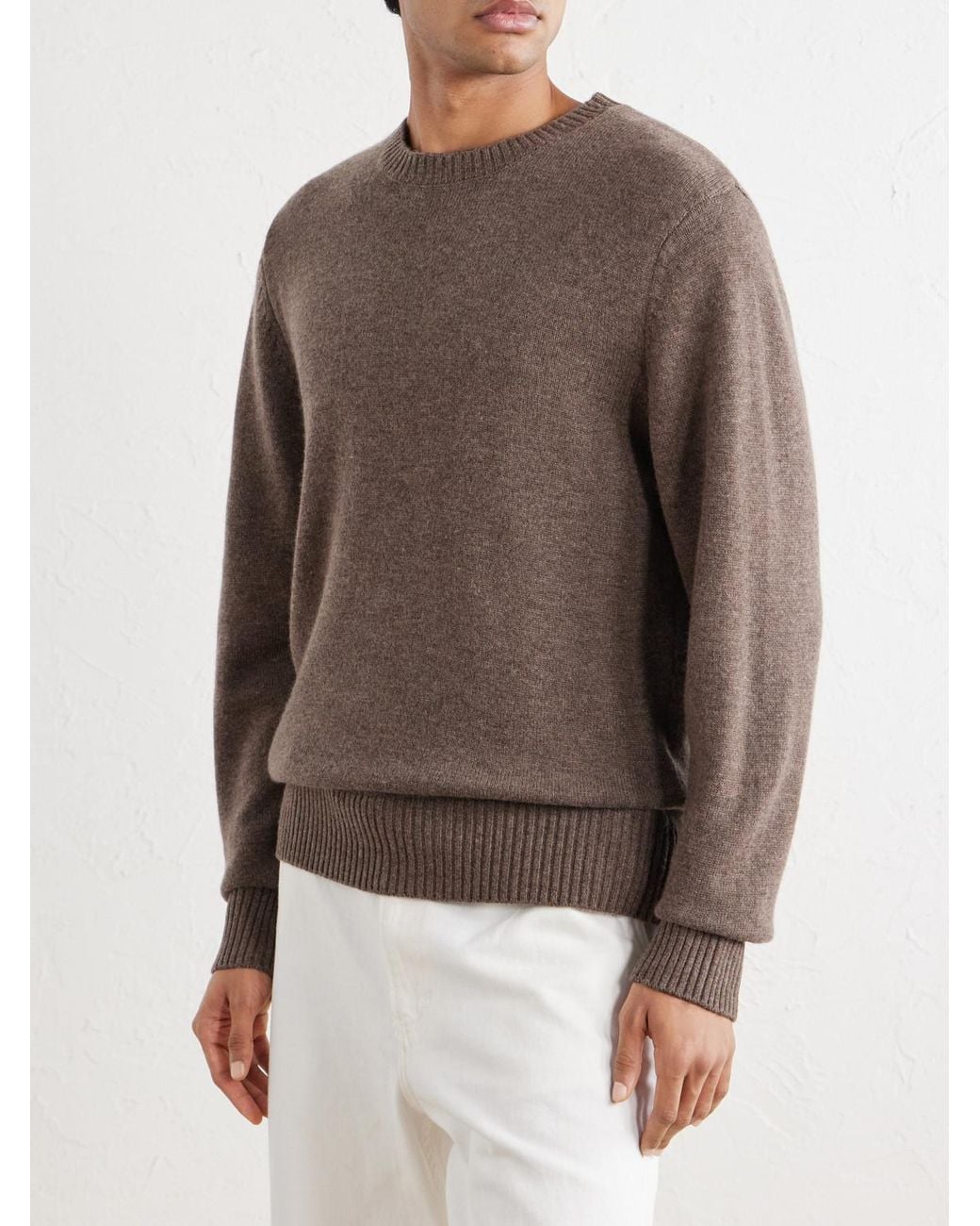 Officine Generale Brown Mycrew Merino Wool And Cashmere-Blend Sweater for men