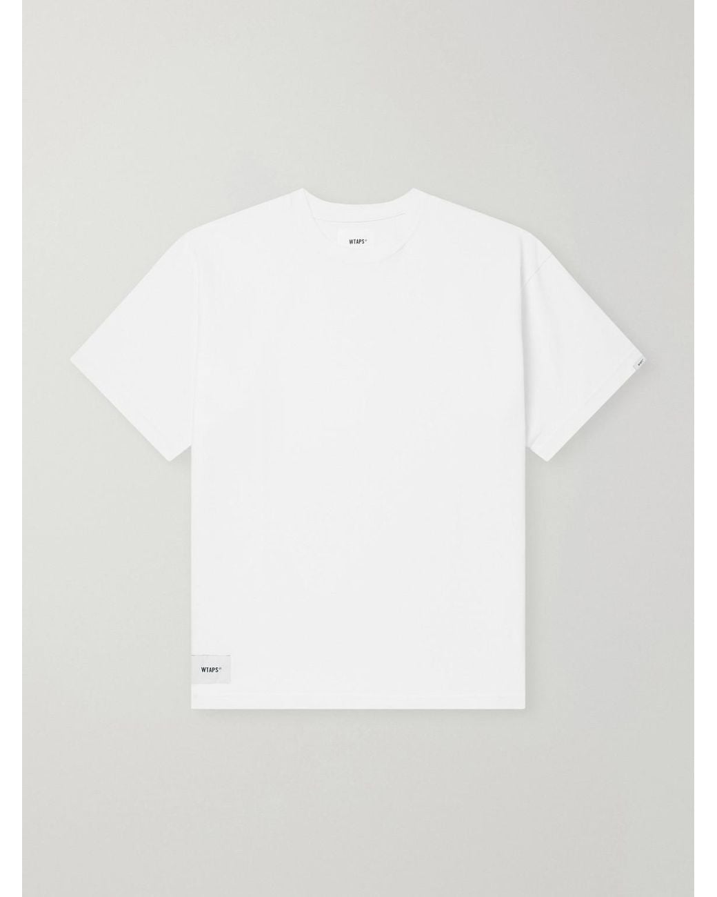 (w)taps White Sign-Yd Logo-Embroidered Cotton-Jersey T-Shirt for men