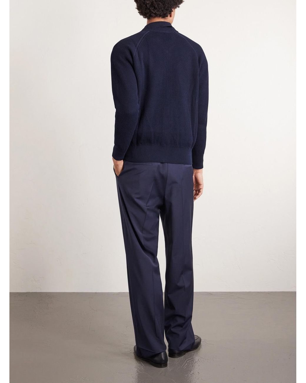 Piacenza 1733 Blue Slim-Fit Honeycomb-Knit Cotton Bomber Jacket for men