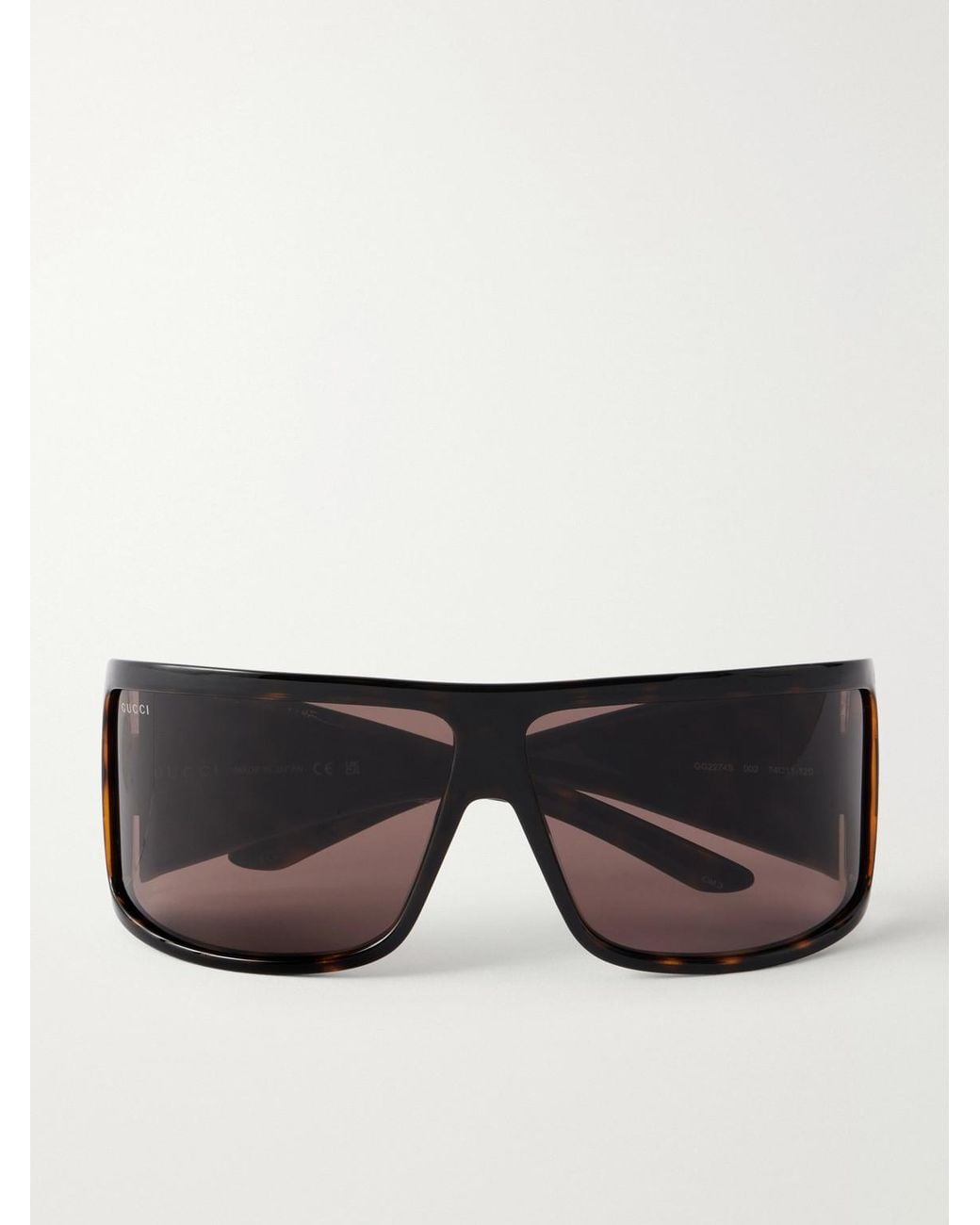Gucci Black Injected Shield D-frame Tortoiseshell Acetate Sunglasses for men