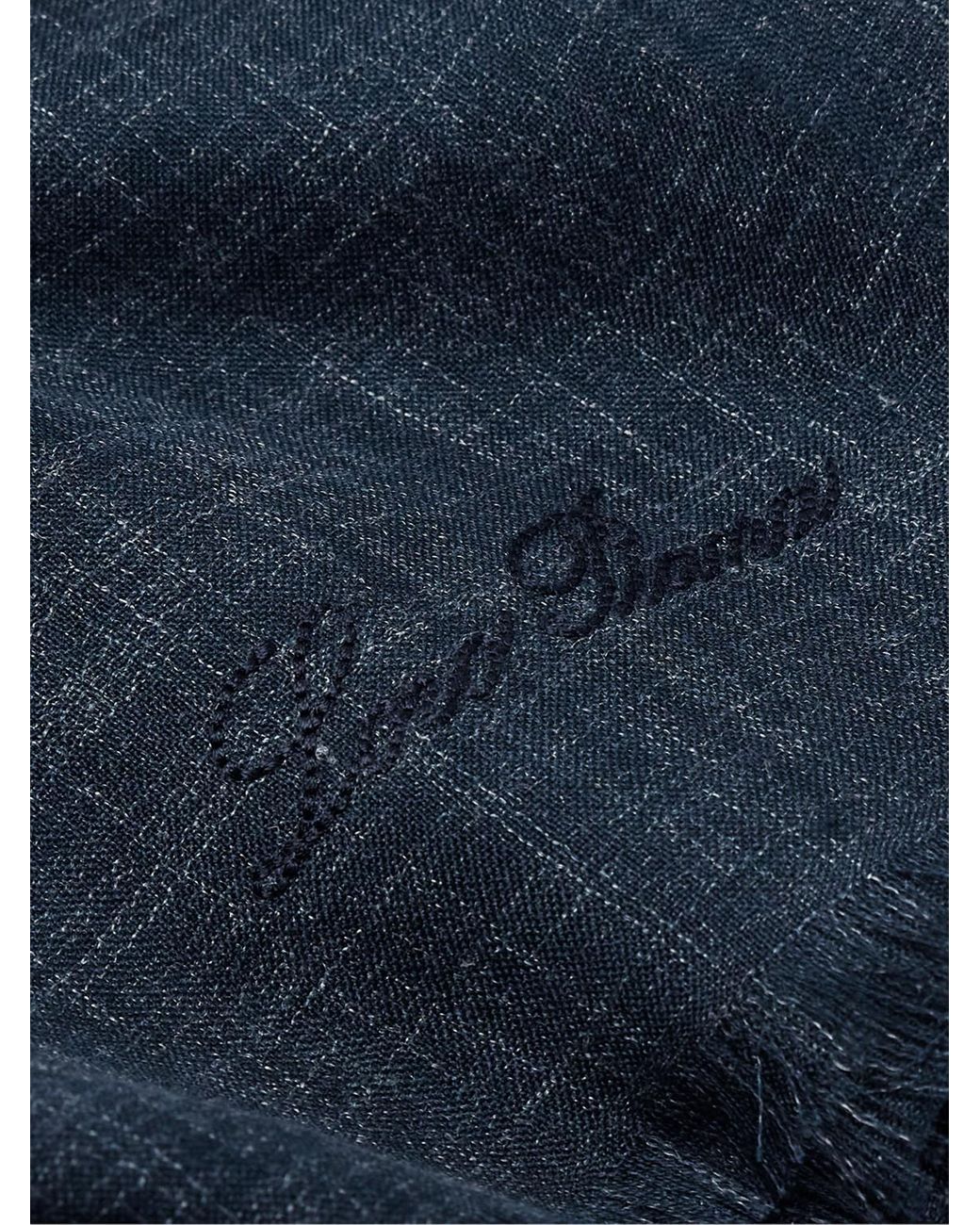 Loro Piana Blue Mitoku Logo-Embroidered Slub Silk And Linen-Blend Scarf for men