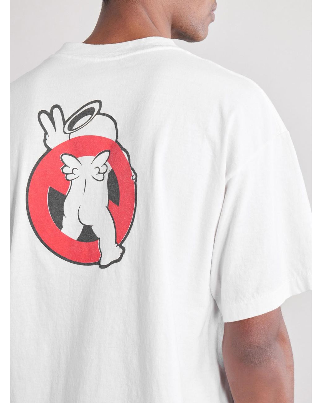 SAINT Mxxxxxx White Saint Horror Printed Cotton-jersey T-shirt for men