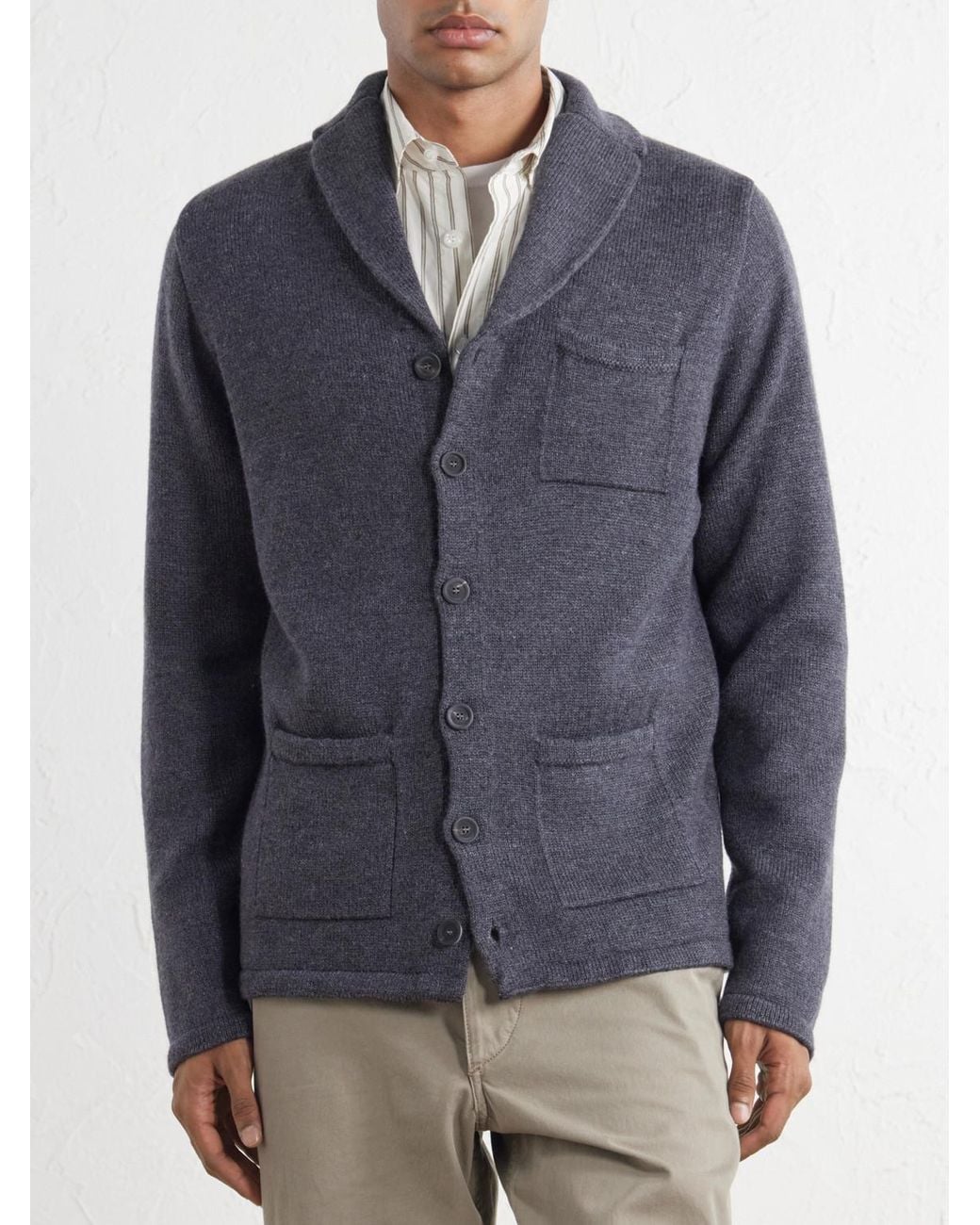Inis Meáin Blue Merino Wool And Linen-Blend Cardigan for men