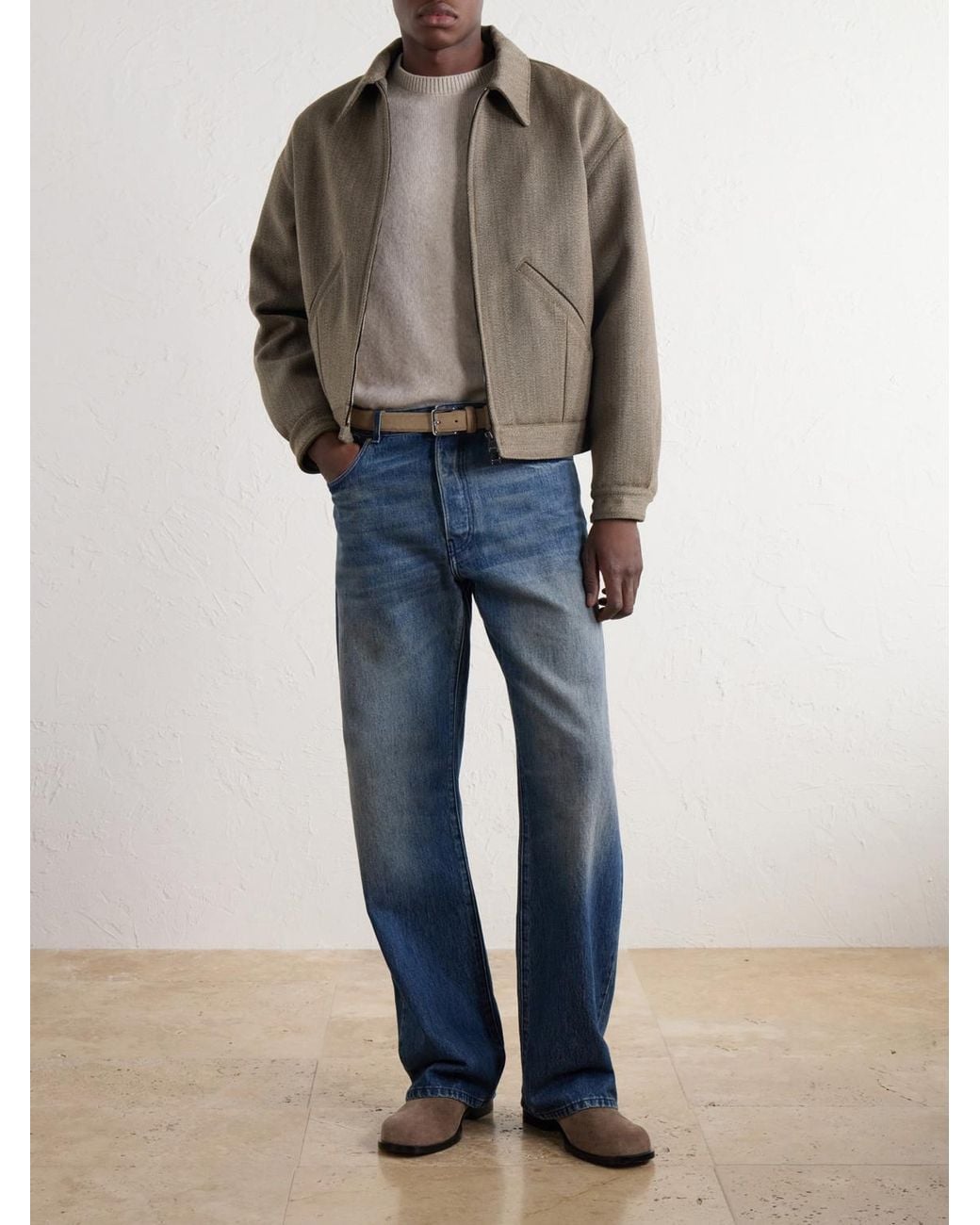 Valstar Gray Stan Wool-Covert Bomber Jacket for men