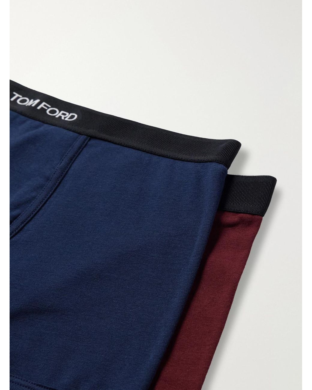 Tom Ford Blue Two Pack Logo-Jacquard Waistband Cotton-Stretch Jersey Boxer Briefs for men