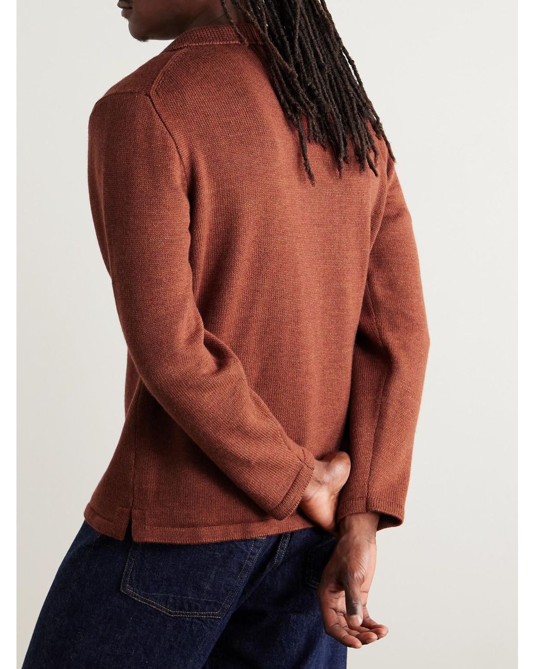 Inis Meáin Red Wool And Linen-blend Cardigan for men