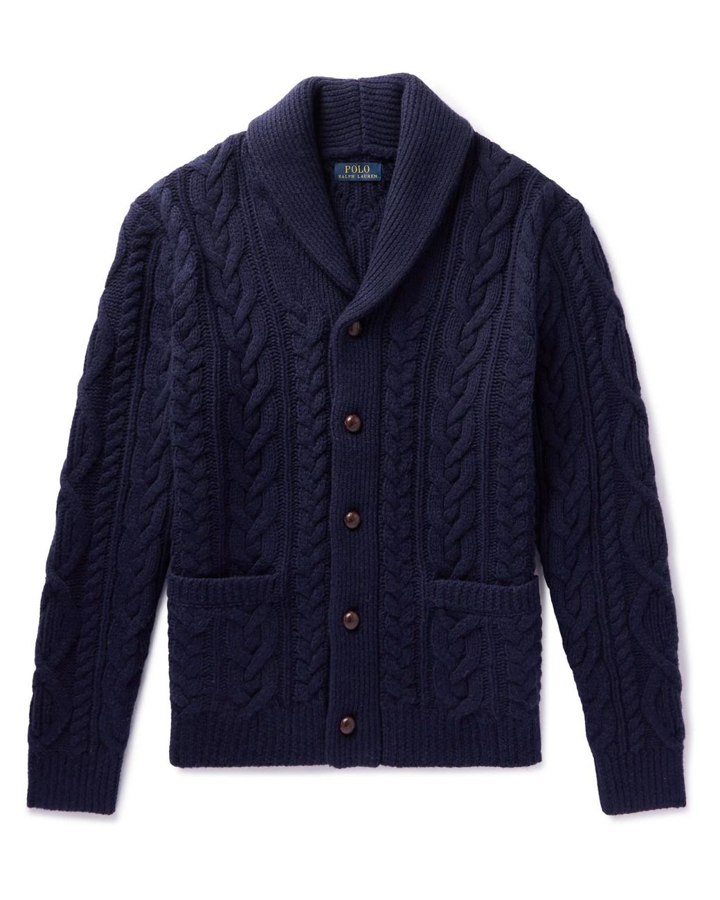 Polo Ralph Lauren Shawl-collar Cable-knit Wool And Cashmere-blend ...