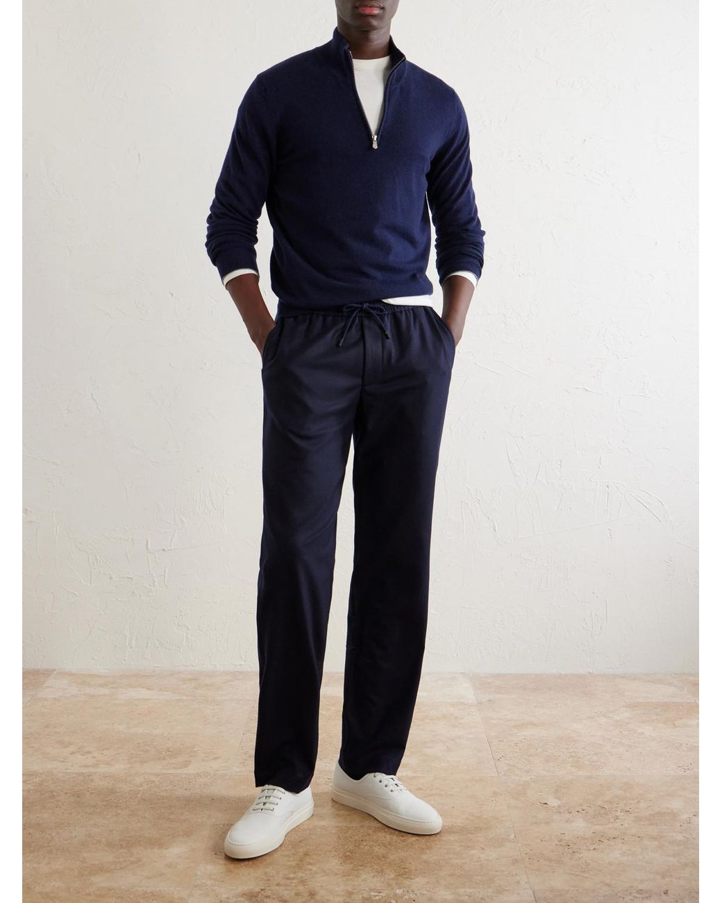 Sease Blue Mindset Straight-Leg Stretch Virgin Wool-Flannel Trousers for men