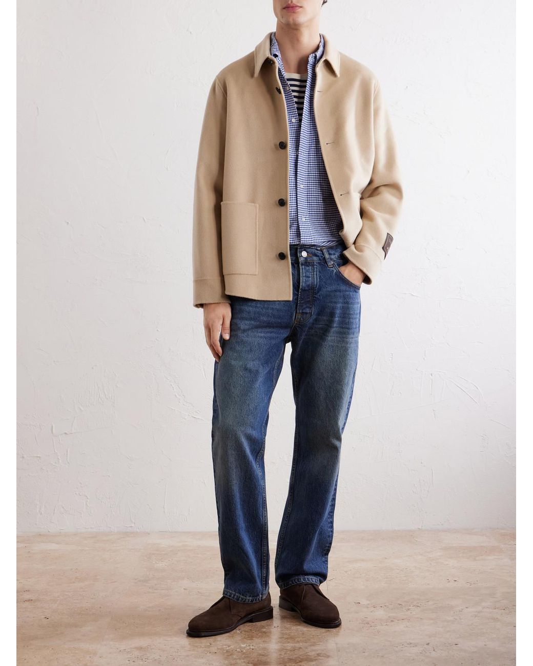 Slowear Natural Paltò Felted Wool-Blend Blouson Jacket for men